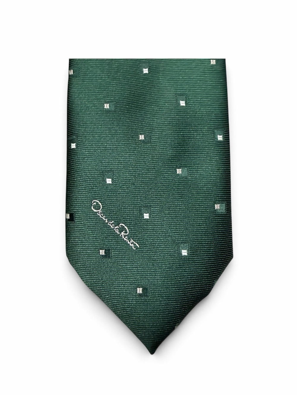 Oscar de la Renta Men’s Dark Green Geometric Logo Necktie